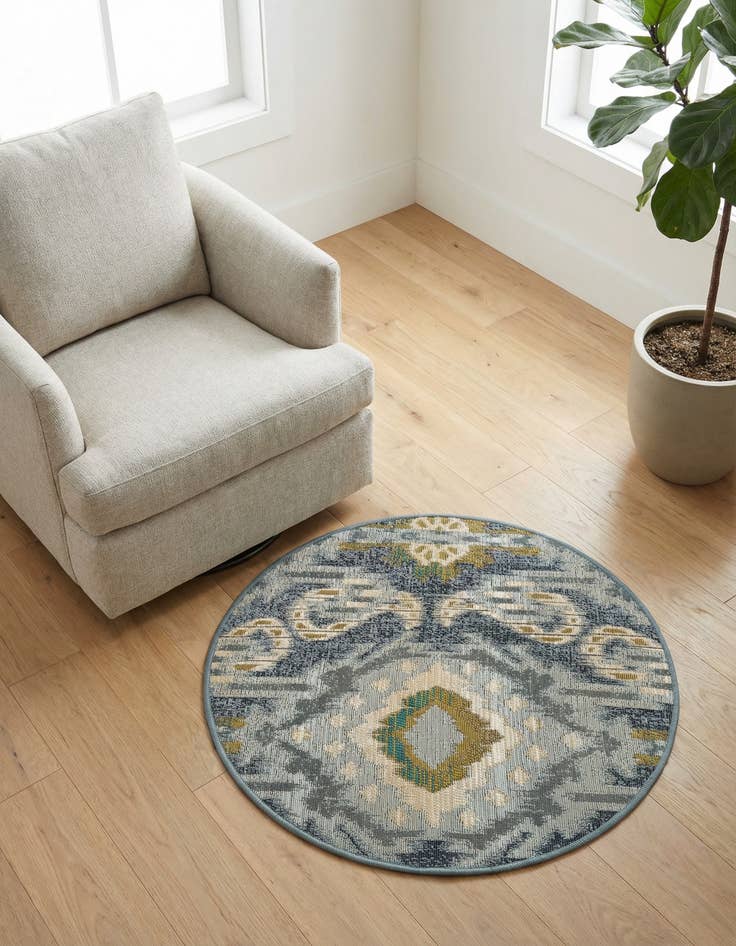 Detail image of 2' 7 x 2' 7 Washable Modern Indoor / Outdoor Round Rug