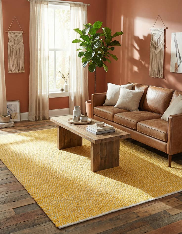 Detail image of 7' 1 x 10'  Hand Woven Chindi Chevron Rug