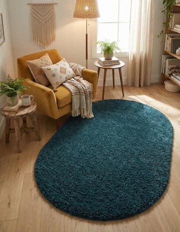 3' x 5' 3 Solid Shag Oval Rug