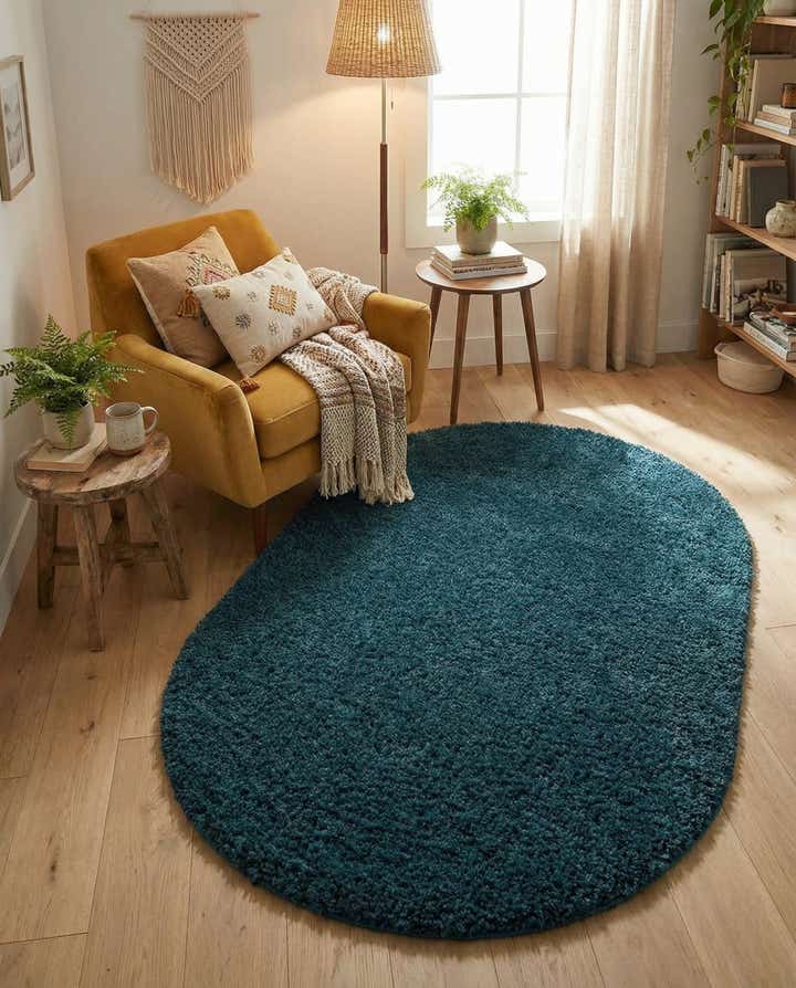 3' x 5' 3 Solid Shag Oval Rug