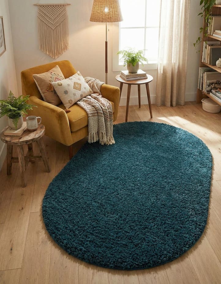3' x 5' 3 Solid Shag Oval Rug