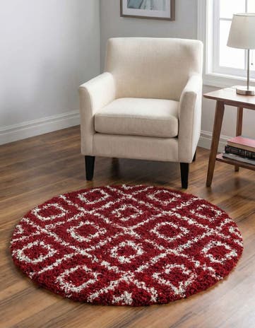 3' 3 x 3' 3 Lattice Shag Round Rug