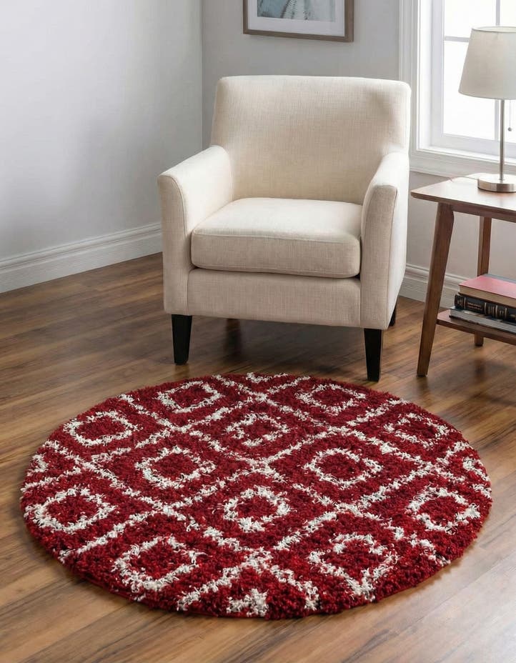 3' 3 x 3' 3 Lattice Shag Round Rug
