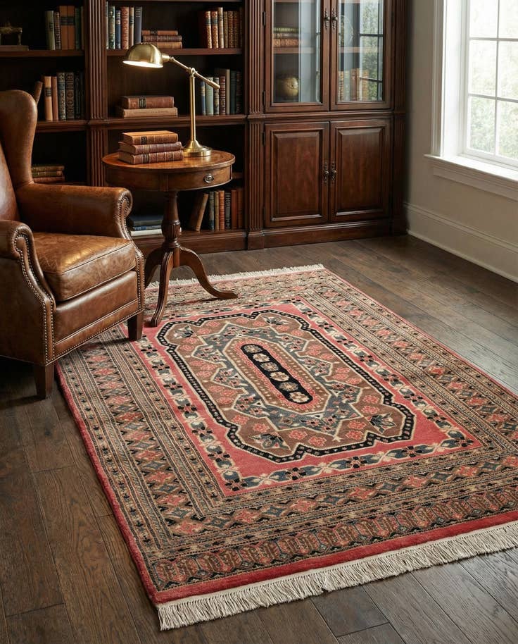 Detail image of 4' 1 x 6' Hand Knotted Bokhara Oriental Rug