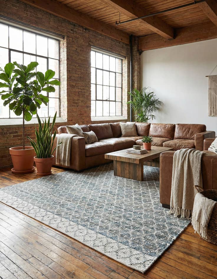 Detail image of 8' x 10'  Hand Woven Chindi Trellis Rug