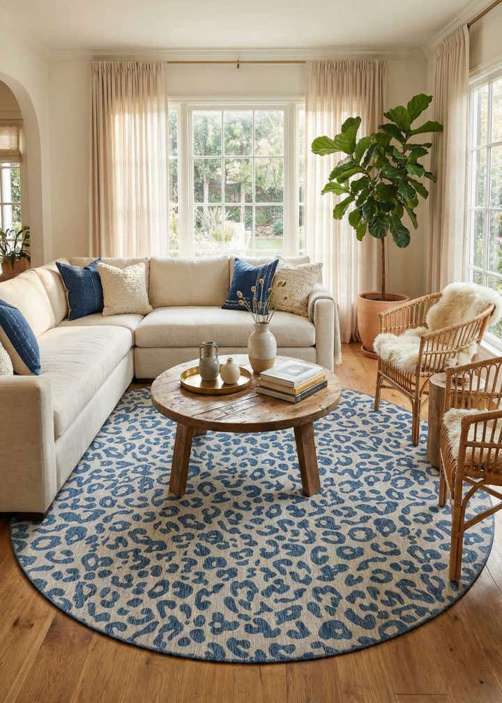 12' x 12' Easy-Clean Safari Indoor / Outdoor Round Rug