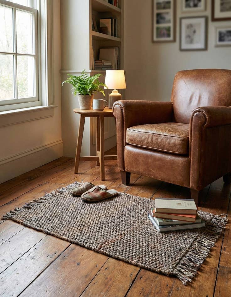 Detail image of 2' x 3' 1  Hand Woven Chunky Jute Rug