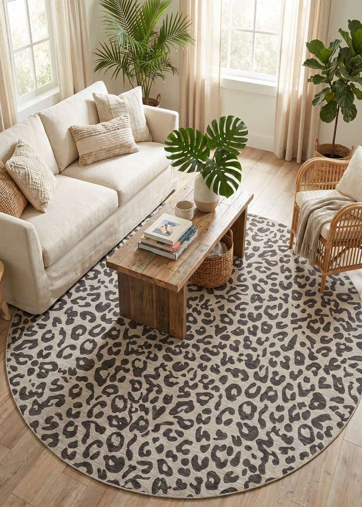 12' x 12' Easy-Clean Safari Indoor / Outdoor Round Rug