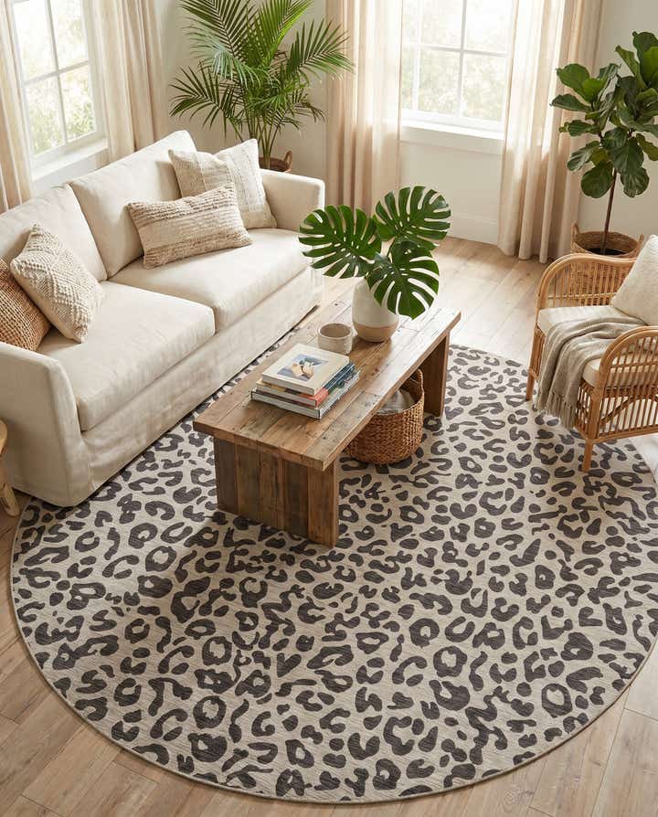 12' x 12' Easy-Clean Safari Indoor / Outdoor Round Rug