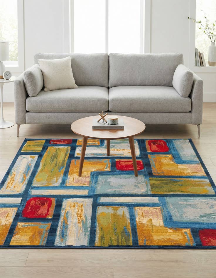 Detail image of 6' x 6' Washable Modern Indoor / Outdoor Square Rug