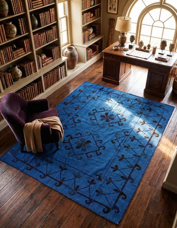 6' x 7' 4 Hand Woven Kilim Suzani Wool Square Rug