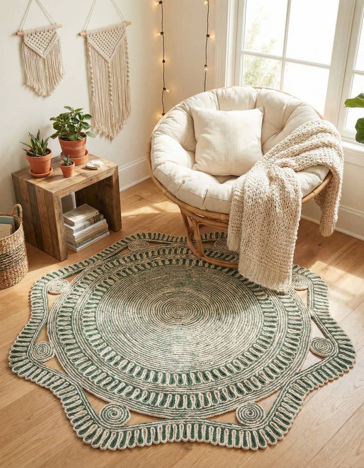 Detail image of 4' 1 x 4' 1 Handmade Braided Jute Round Rug