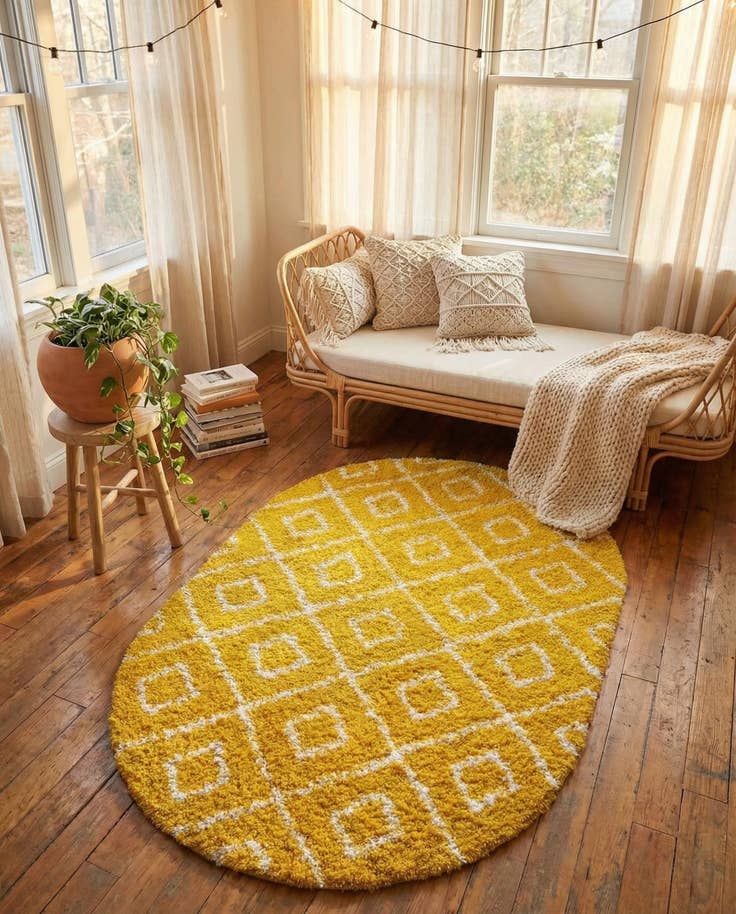 Detail image of 5' 3 x 8' Lattice Shag Oval Rug