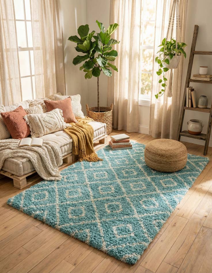 Detail image of 6' x 9' Trellis Shag Rug