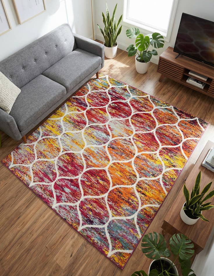 Detail image of 7' x 7' Lattice Frieze Square Rug