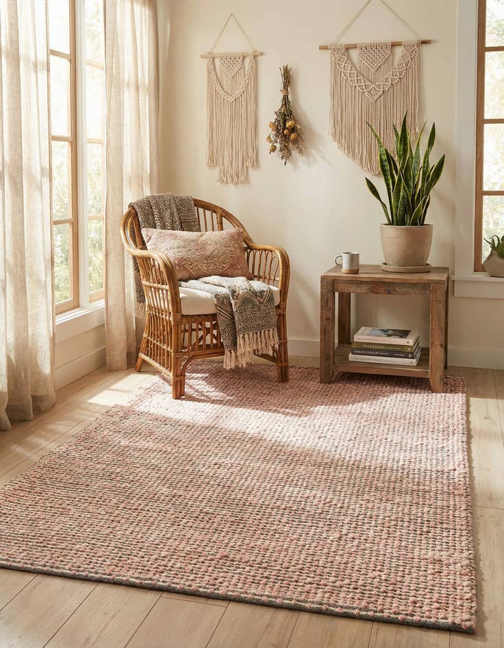 Detail image of 4' 1 x 6' 1 Hand Woven Seaside Pearl Jute Rug