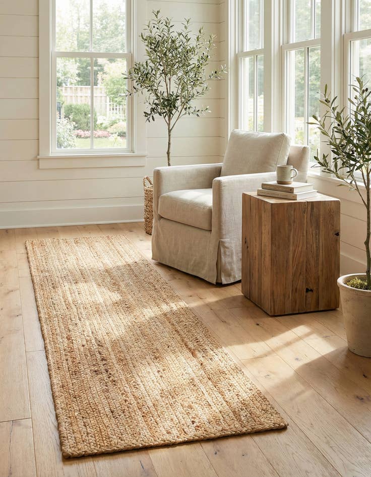 Detail image of 2' 2 x 8'  Hand Braided Jute Luxe Runner Rug