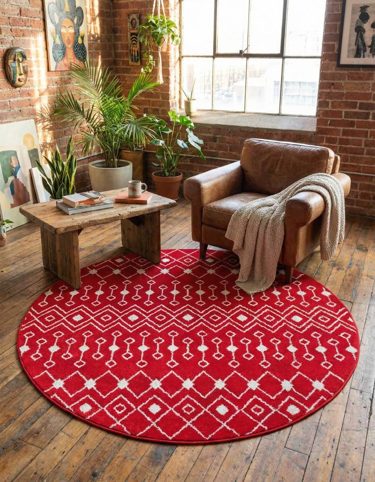 Detail image of 5' 3 x 5' 3 Moroccan Trellis Round Rug