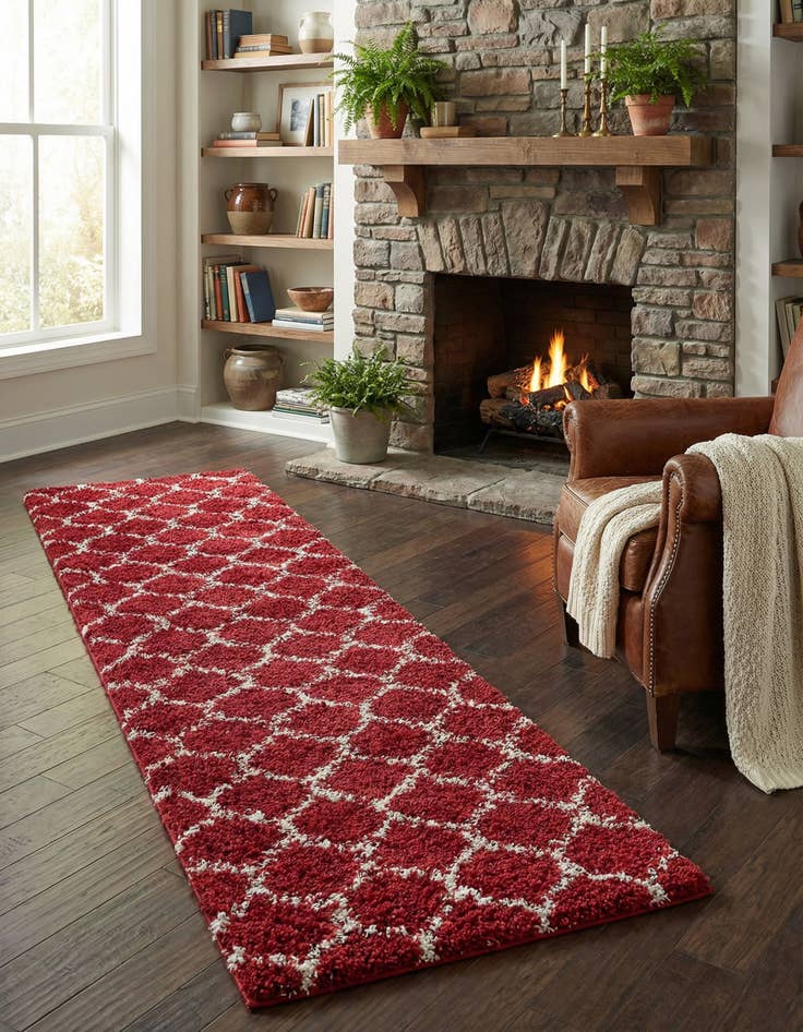 Detail image of 2' 7 x 10' Trellis Shag Runner Rug