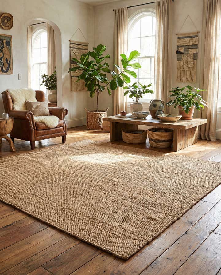 7' 10 x 7' 10 Hand Woven Chunky Jute Square Rug