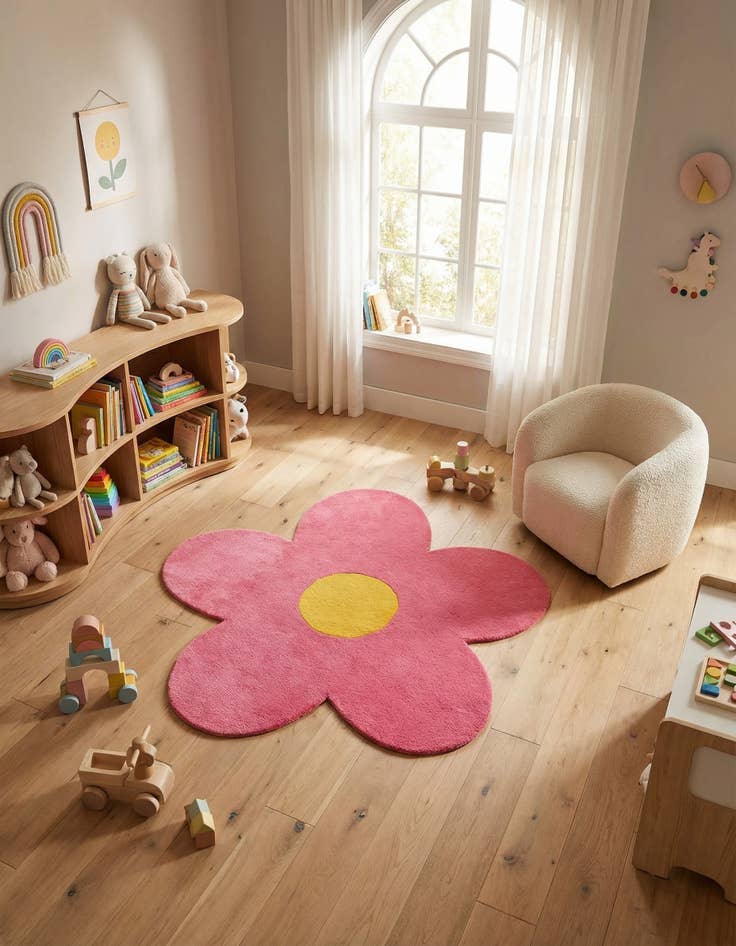 Detail image of 5' 1 x 5' 1 Happy Rugs Funky Flower Wool Round