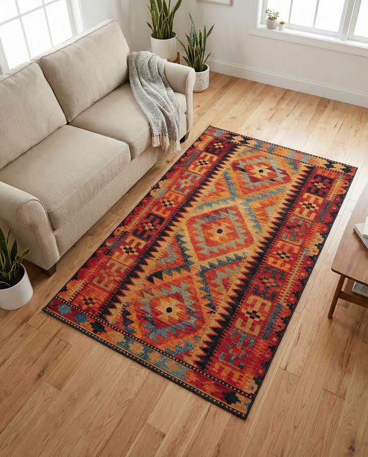 4' x 6' Easy-Clean Tribal Indoor / Outdoor Rug