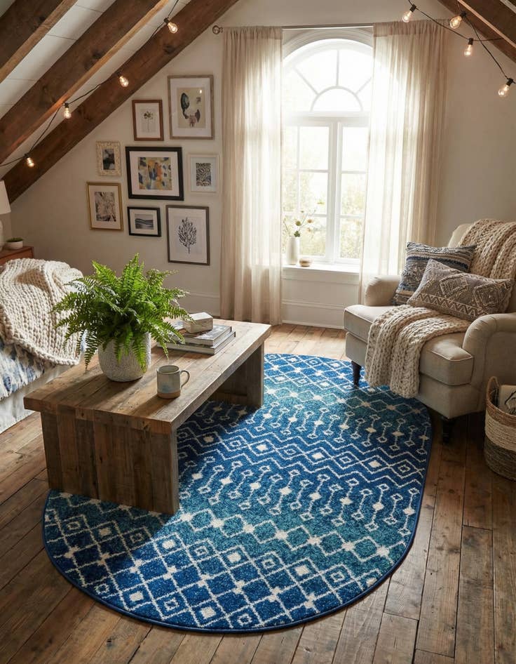 Detail image of 4' x 6' Moroccan Trellis Oval Rug