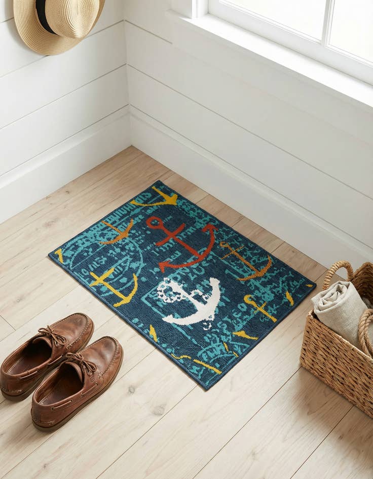 Detail image of 2' x 3'  Washable Coastal Indoor / Outdoor Rug
