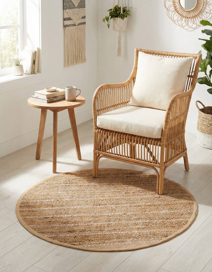 Detail image of 3' 1 x 3' 1 Hand Braided Laurel Handwoven Jute Round Rug