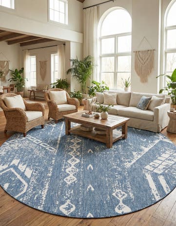13' x 13' Easy-Clean Bohemian Indoor / Outdoor Round Rug