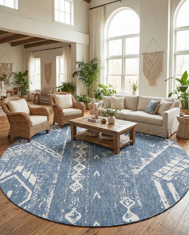 13' x 13' Easy-Clean Bohemian Indoor / Outdoor Round Rug