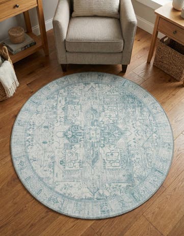 Ivory Washable Timeless Round Rug