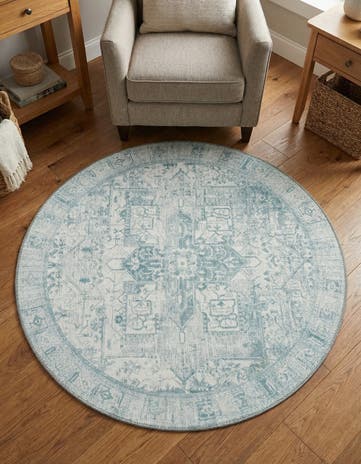 Ivory Washable Timeless Round Rug