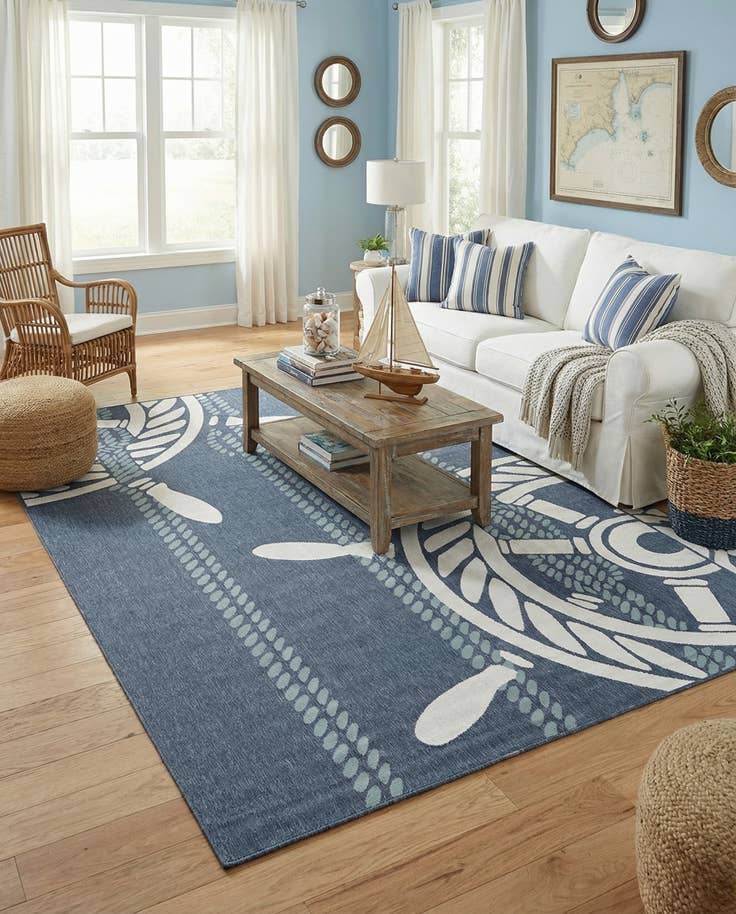 Detail image of 9' x 12' Easy-Clean Coastal Indoor / Outdoor Rug
