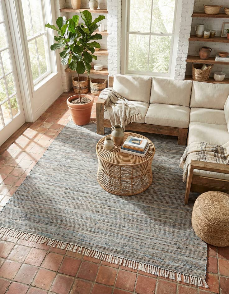 Detail image of 10' x 10'  Hand Woven Chindi Jute Square Rug