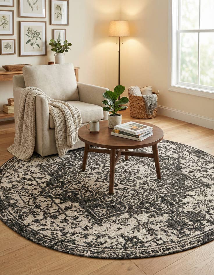 Detail image of 6' 7 x 6' 7  Washable Jill Zarin Dubai Indoor / Outdoor Round Rug