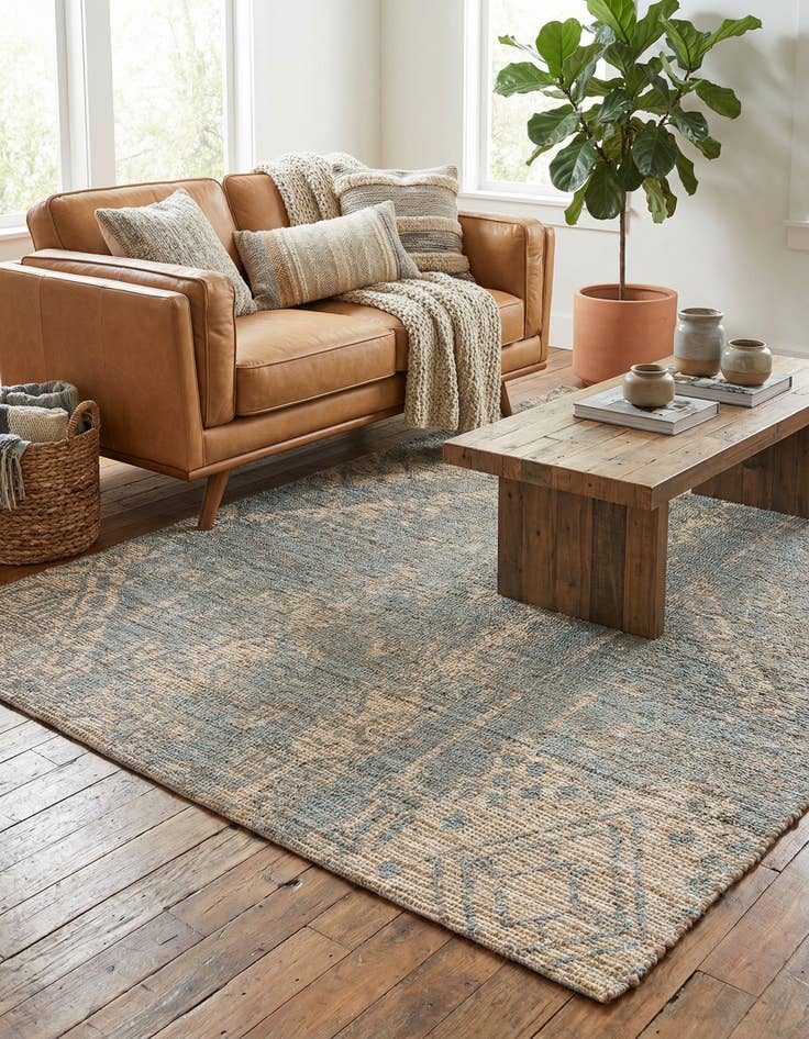 Detail image of 5' 3 x 8' Hand Woven Chenille Jute Rug