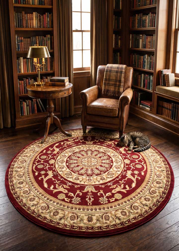 7' 10 x 7' 10 Classic Aubusson Round Rug