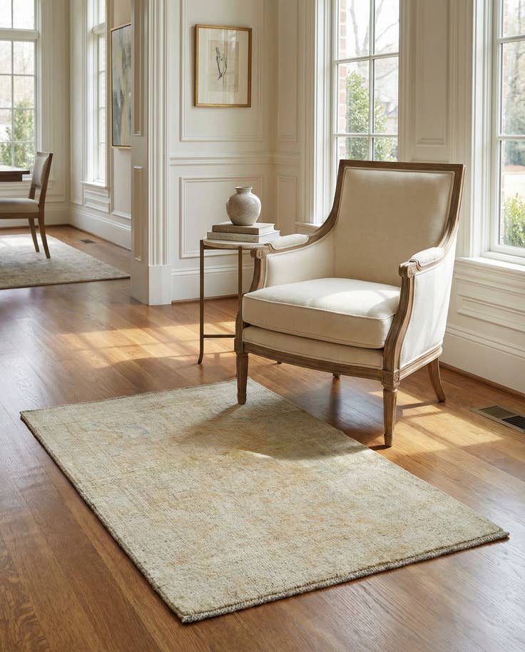 Detail image of 3' 2 x 5' 3 Hand Knotted Oushak Wool Rug