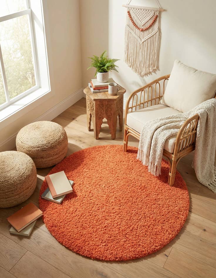 Detail image of 3' x 3' Solid Shag Round Rug