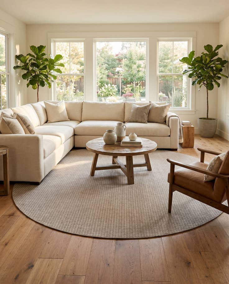 Detail image of 10' x 10' Easy-Clean Checkered Indoor / Outdoor Round Rug