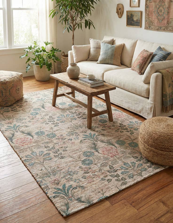 Detail image of 5' 1 x 8'  Hand Woven Chenille Jute Rug