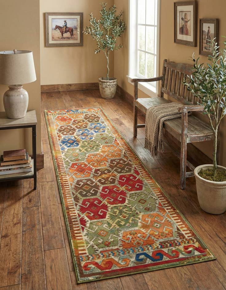 Detail image of 2' 7 x 10' Easy-Clean Southwestern Indoor / Outdoor Runner Rug
