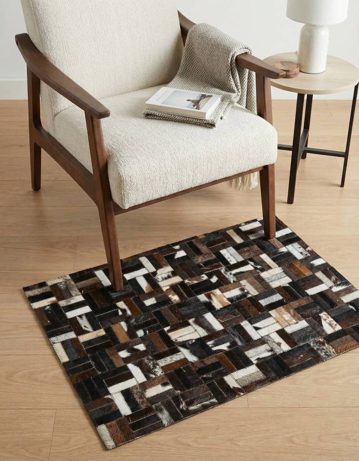 Detail image of 2' 1 x 3' Cowhide Leather Rug