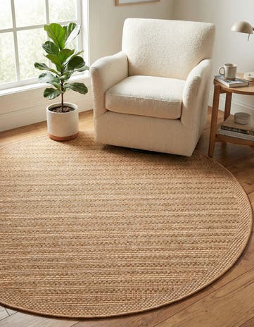 6' x 6' Easy-Clean Border Indoor / Outdoor Round Rug