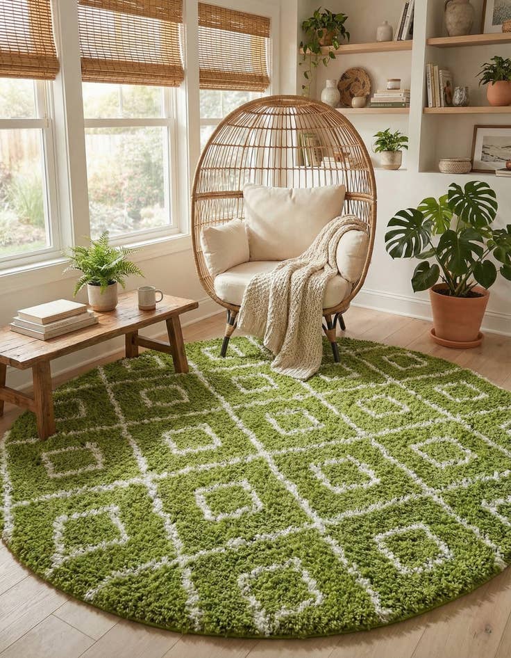 Detail image of 7' 10 x 7' 10 Trellis Shag Round Rug