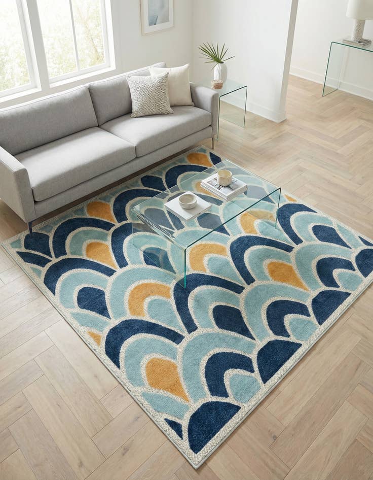 Detail image of 7' 10 x 7' 10  Washable Belize Indoor / Outdoor Square Rug