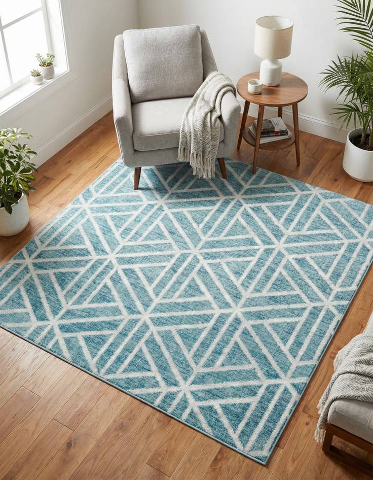 Detail image of 5' 3 x 5' 3 Lattice Trellis Square Rug