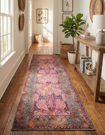 Pink Washable Mangata Runner Rug
