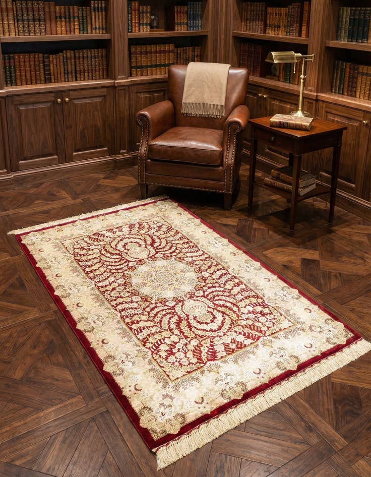 Detail image of 3' 3 x 4' 11 Ghom Silk Rug